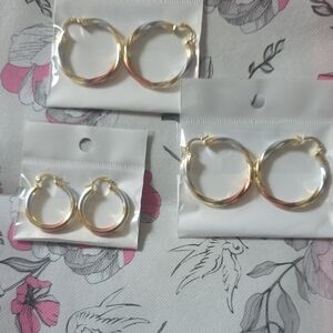 Gold and Silver Hoop Earrings Set